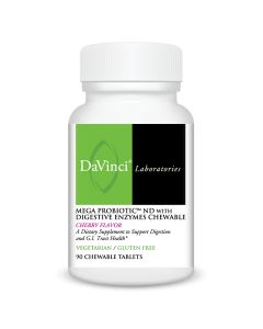 Front of the DaVinci Mega Probiotic™ ND With Digestive Enzymes Chewable bottle