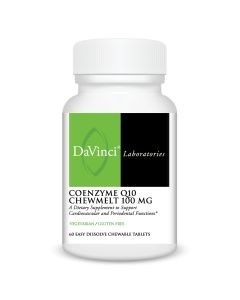 Front of the DaVinci Coenzyme Q10 Chewable 100MG bottle