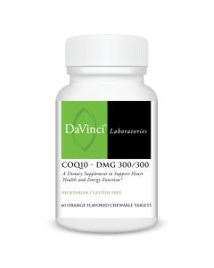 Front of the DaVinci CoQ10 - DMG 300/300 bottle