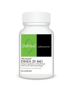 Front of the DaVinci Micronized DHEA 25MG bottle